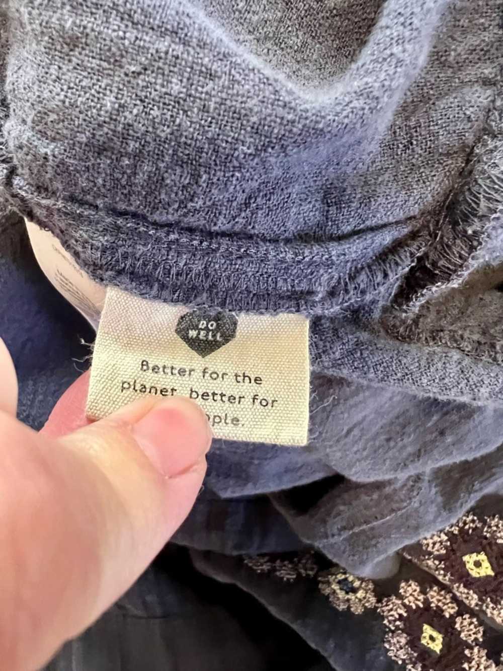 Madewell Navy Blue Embroidered Midi Dress with White & Lavender Accents - Picture 6 of 8